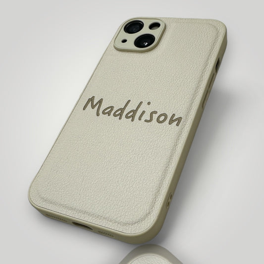 iPhone Leather Case - Personalised White