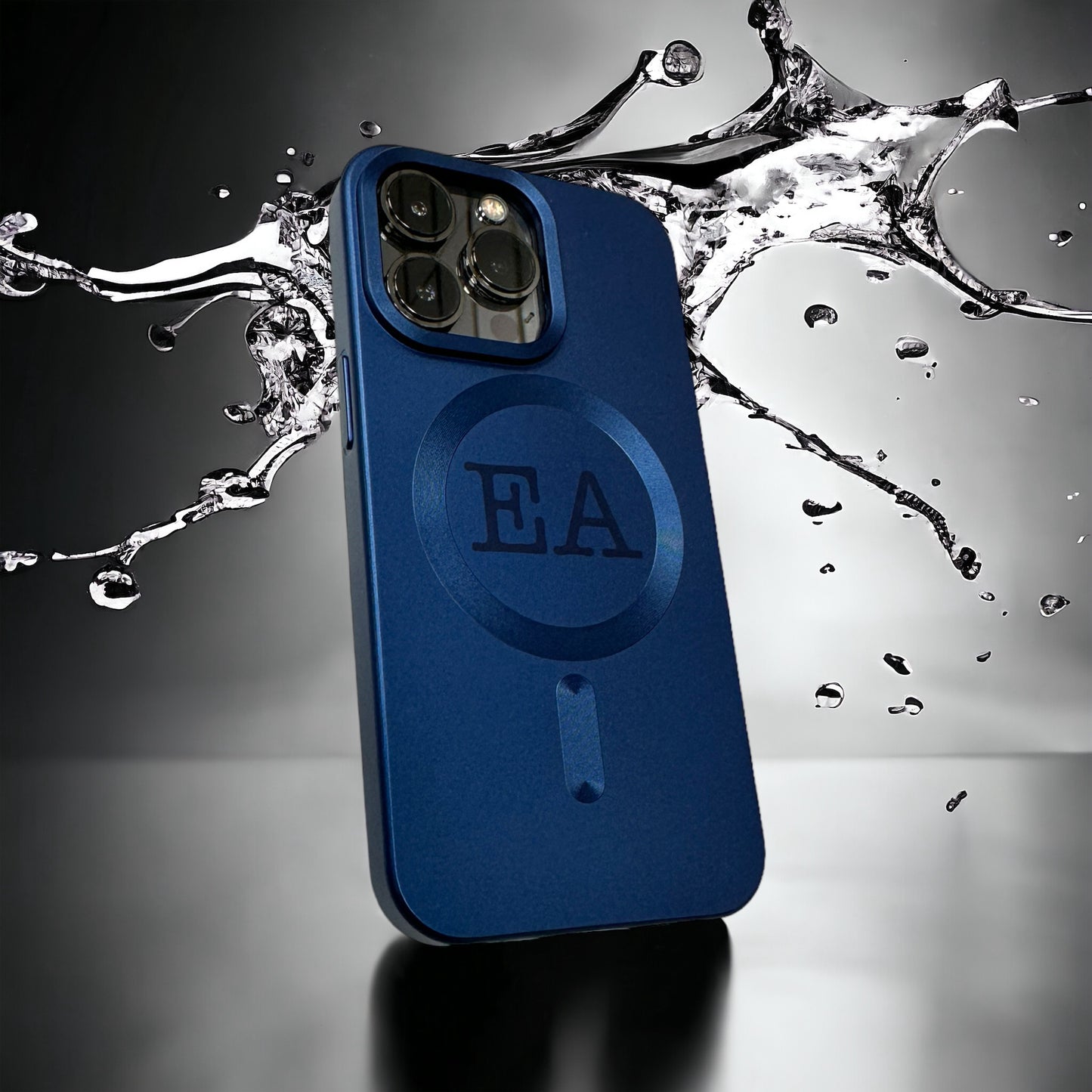 iPhone personalised initials case in blue 