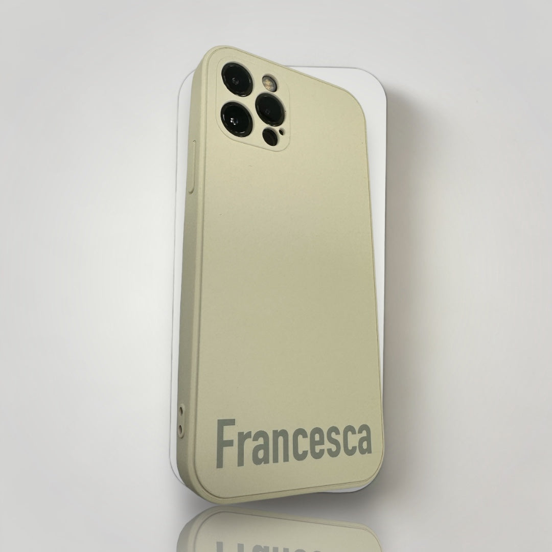 iPhone Personalised Design Case - Central Name Beige