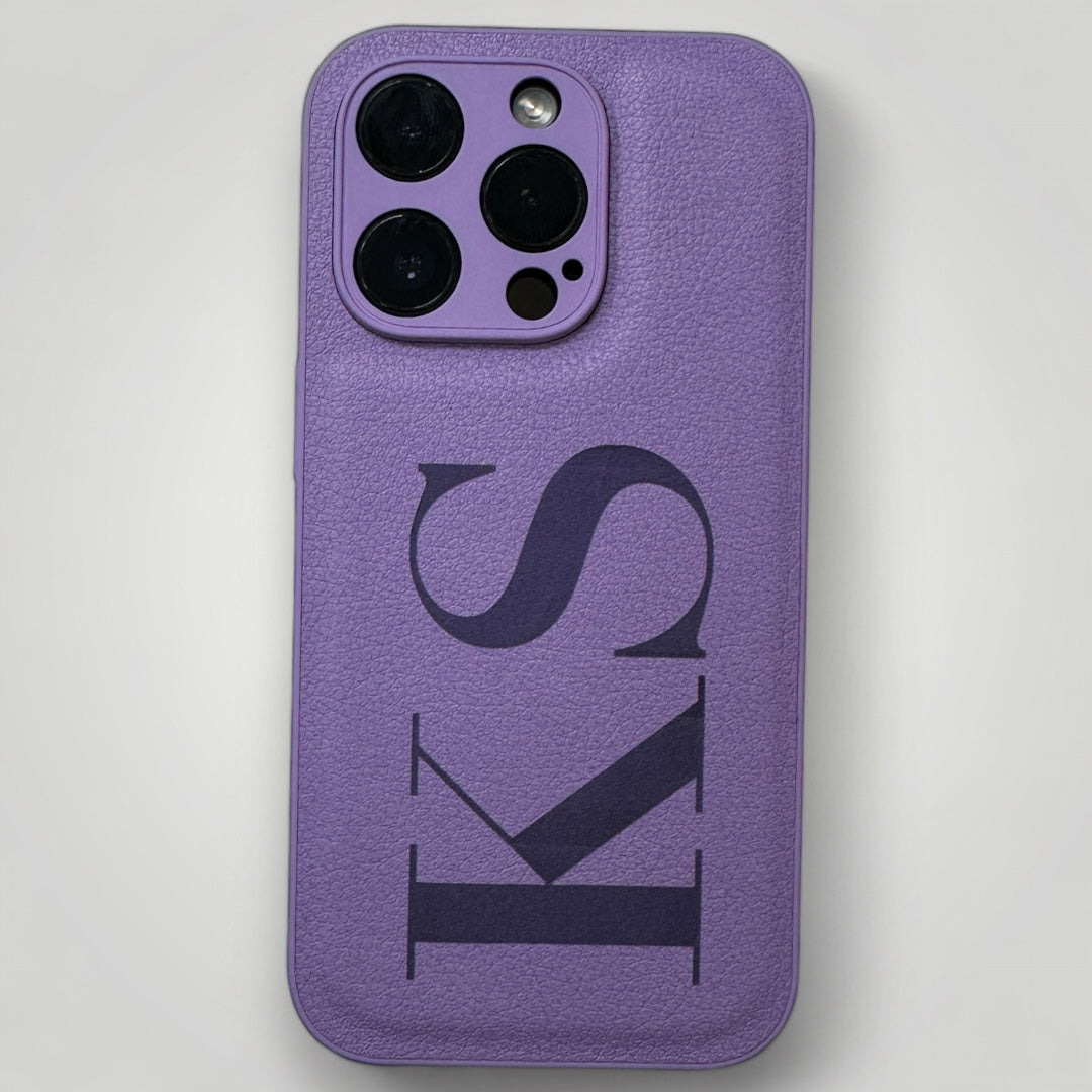 iPhone Leather Case - Initials Personalised Purple