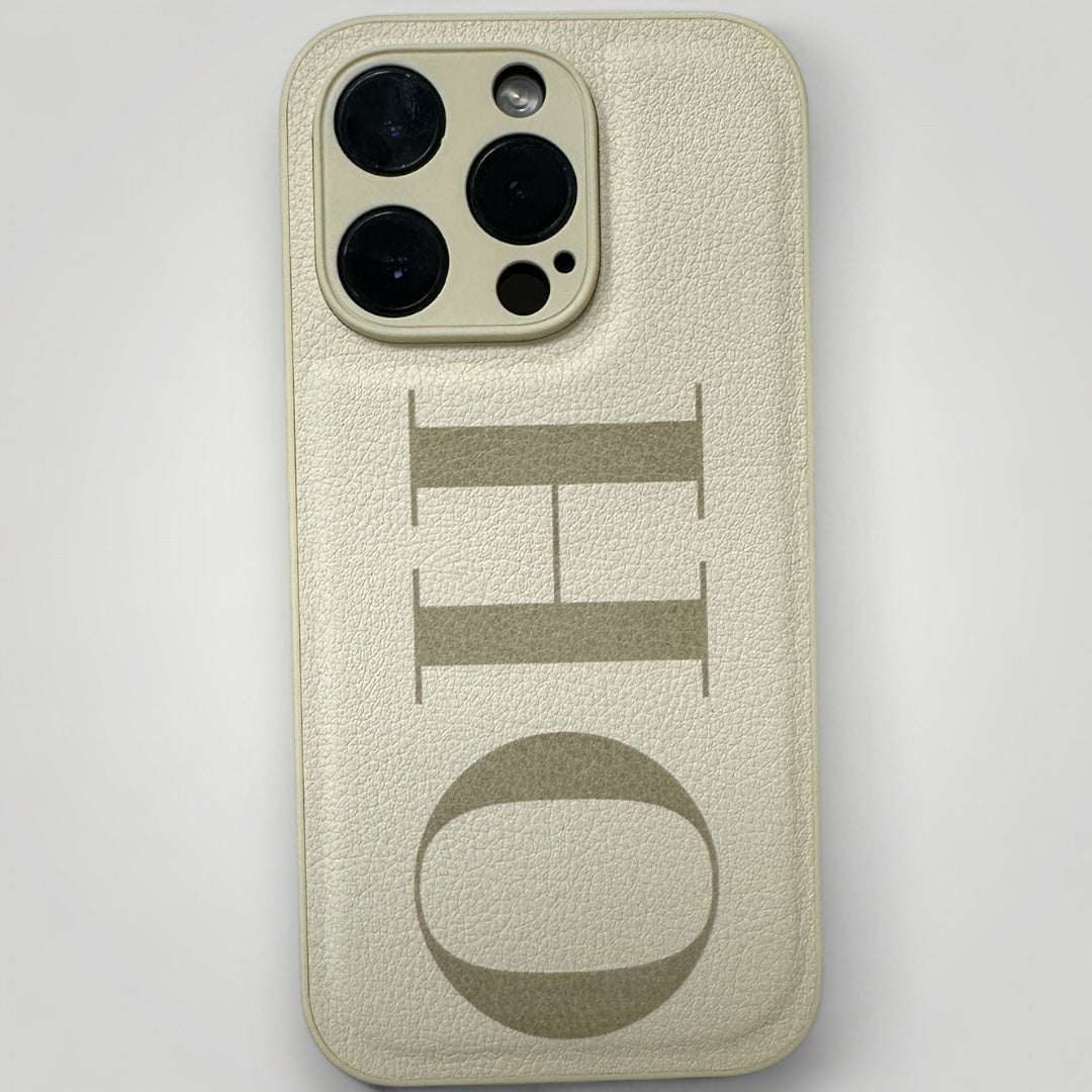 iPhone Leather Case - Initials Personalised White