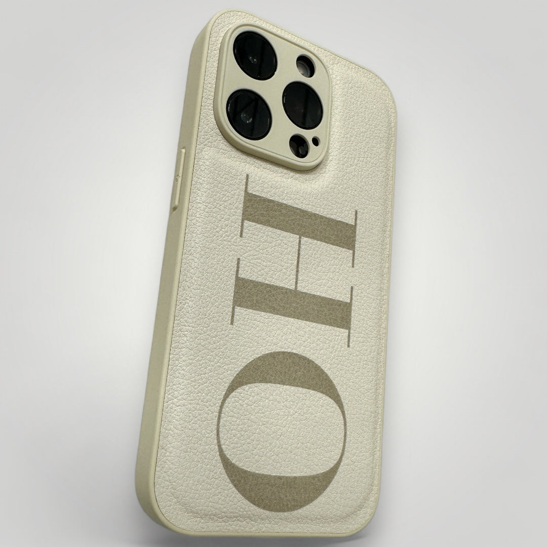 iPhone Leather Case - Initials Personalised White