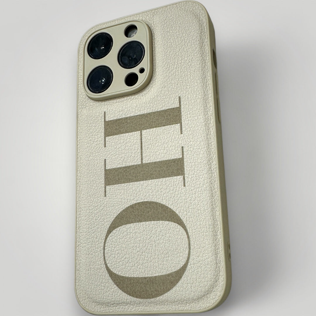 iPhone Leather Case - Initials Personalised White