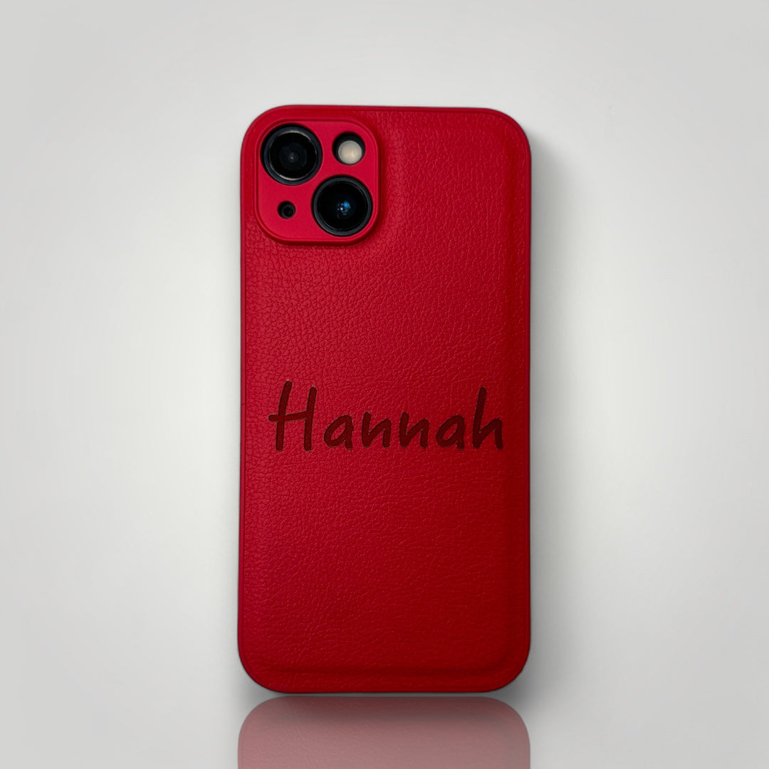 iPhone Leather Case - Personalised Red