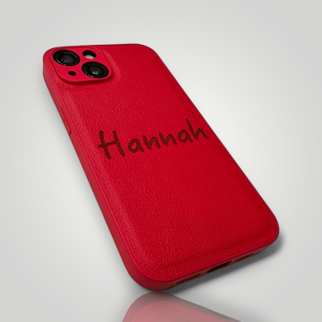 iPhone Leather Case - Personalised Red