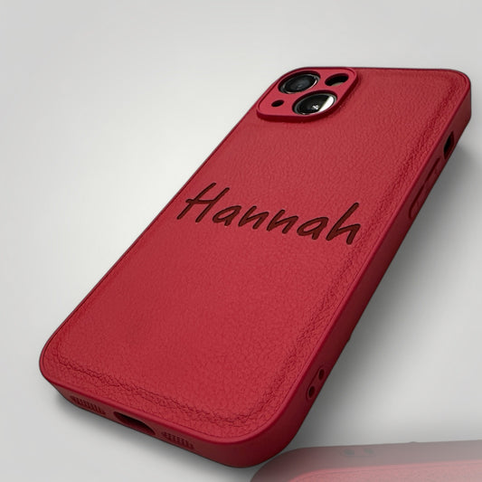 iPhone Leather Case - Personalised Red